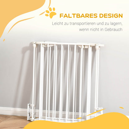 Dog Barrier Gate Protection Gate Dog Gate Door Protection Gate 3 Elements incl. Safety Door, Wall-Mounted Positioning for Fireplace & Oven, Metal White 180 x 3 x 74.5 cm