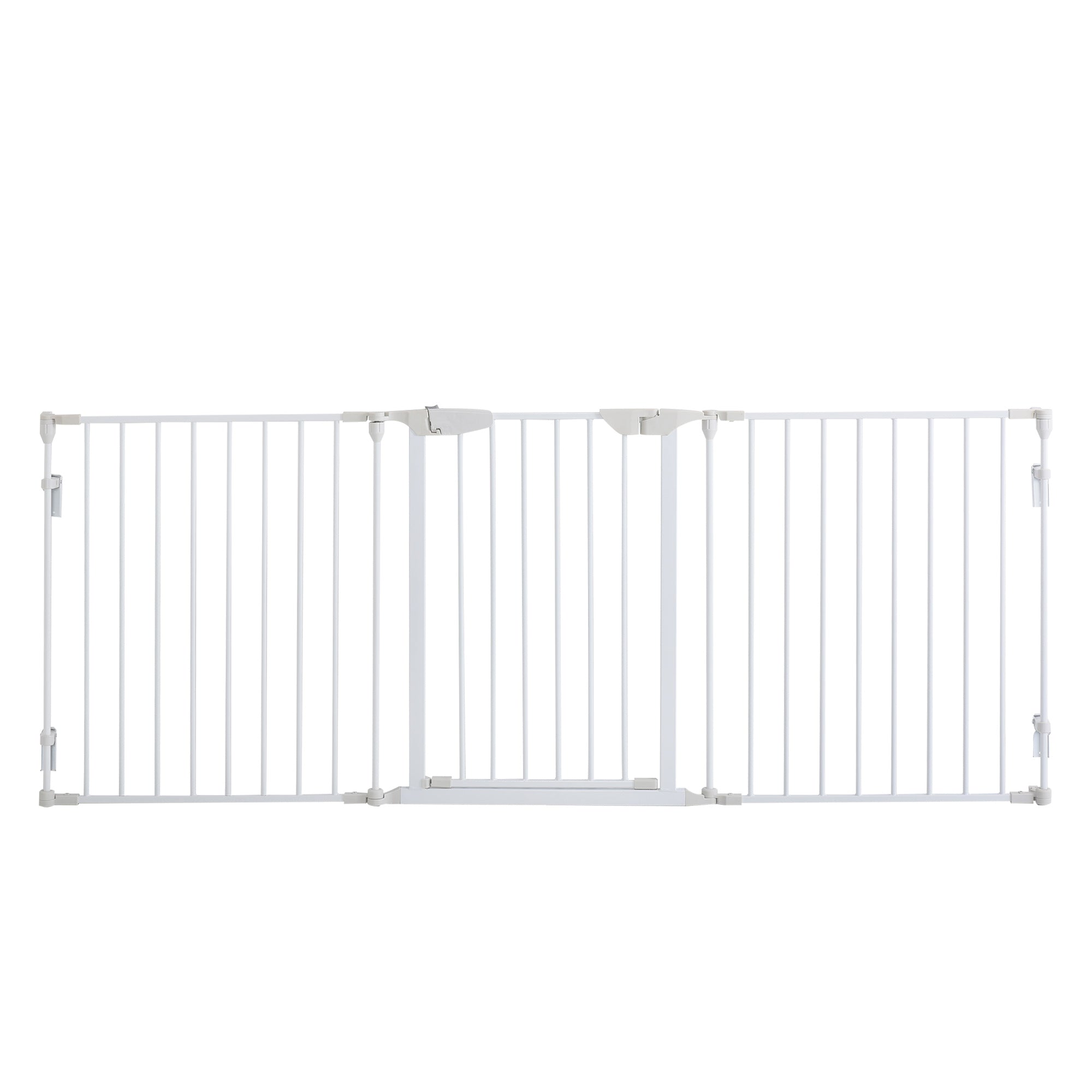Dog Barrier Gate Protection Gate Dog Gate Door Protection Gate 3 Elements incl. Safety Door, Wall-Mounted Positioning for Fireplace & Oven, Metal White 180 x 3 x 74.5 cm