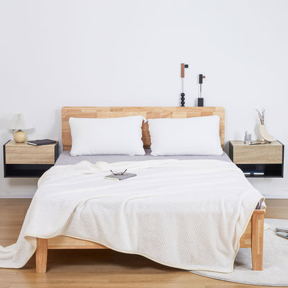 Set of 2 Floating Bedside Tables Hanging Bedside Tables with 1 Drawer and Open Shelf for Bedroom 46x30x30 cm Oak and Black