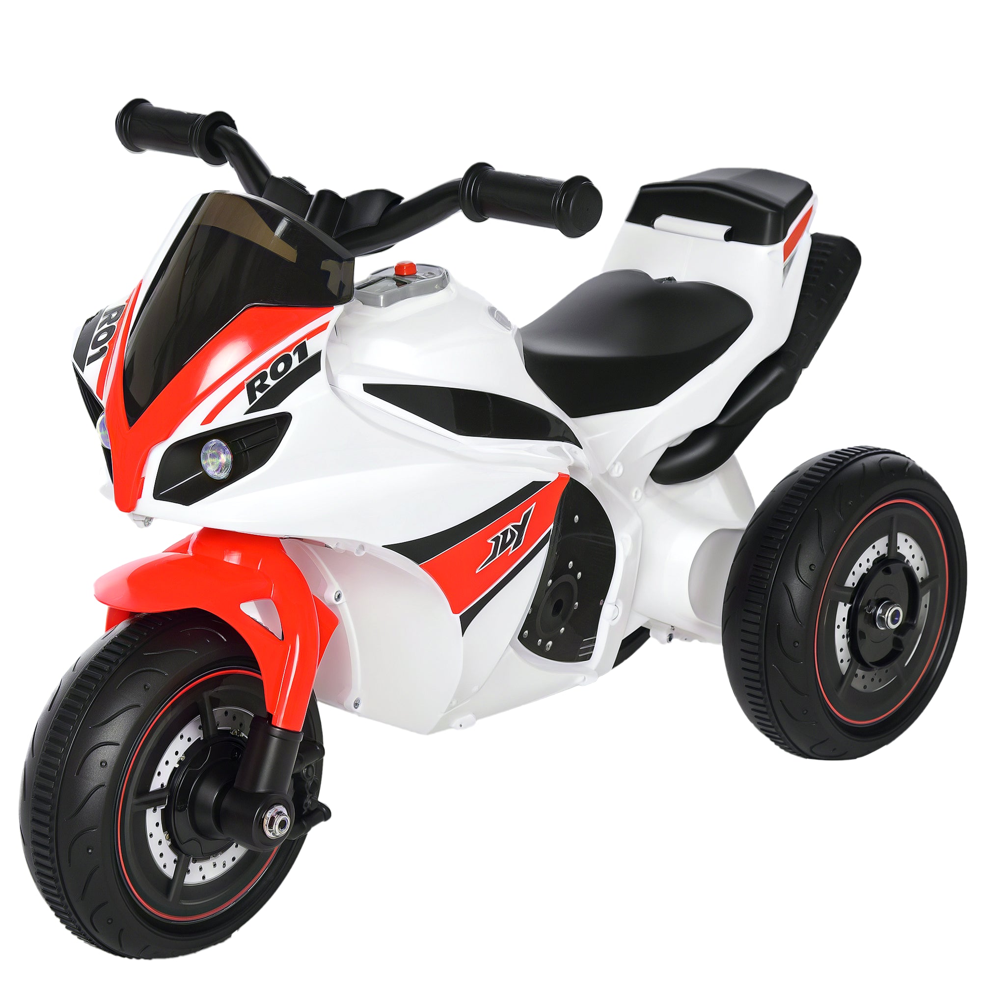 Ride-On Car with Music and Headlights for Kids 18-36 Months White