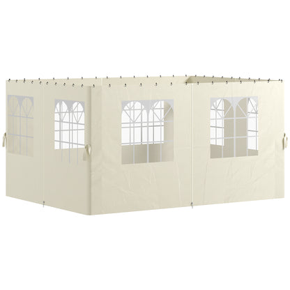 4 Side Walls for Gazebo 3x4 m Canopy Sides with Hooks 8 Windows UV Protection Replacement Side for Outdoor Garden Party Cream