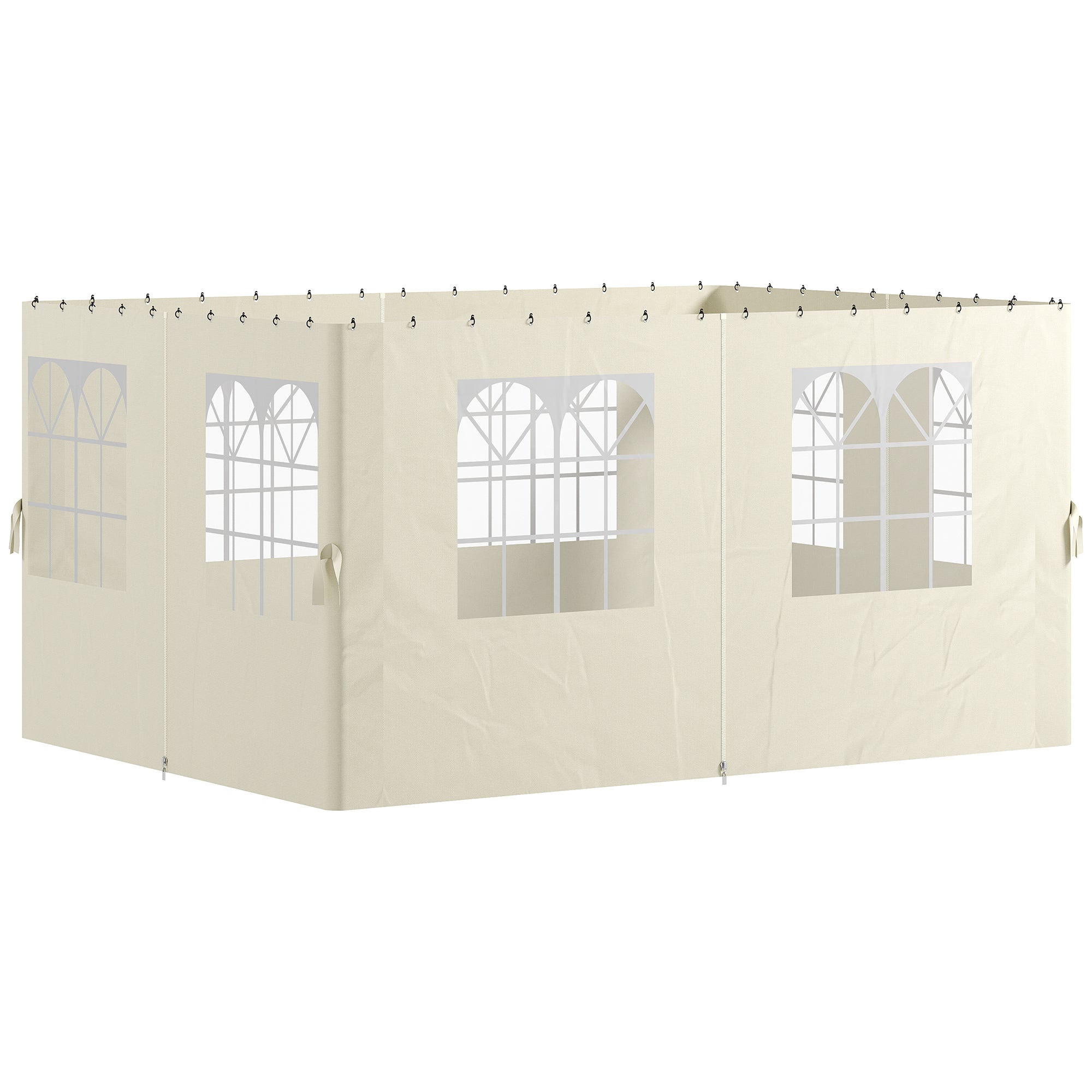 4 Side Walls for Gazebo 3x4 m Canopy Sides with Hooks 8 Windows UV Protection Replacement Side for Outdoor Garden Party Cream