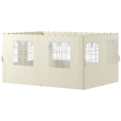 4 Side Walls for Gazebo 3x4 m Canopy Sides with Hooks 8 Windows UV Protection Replacement Side for Outdoor Garden Party Cream