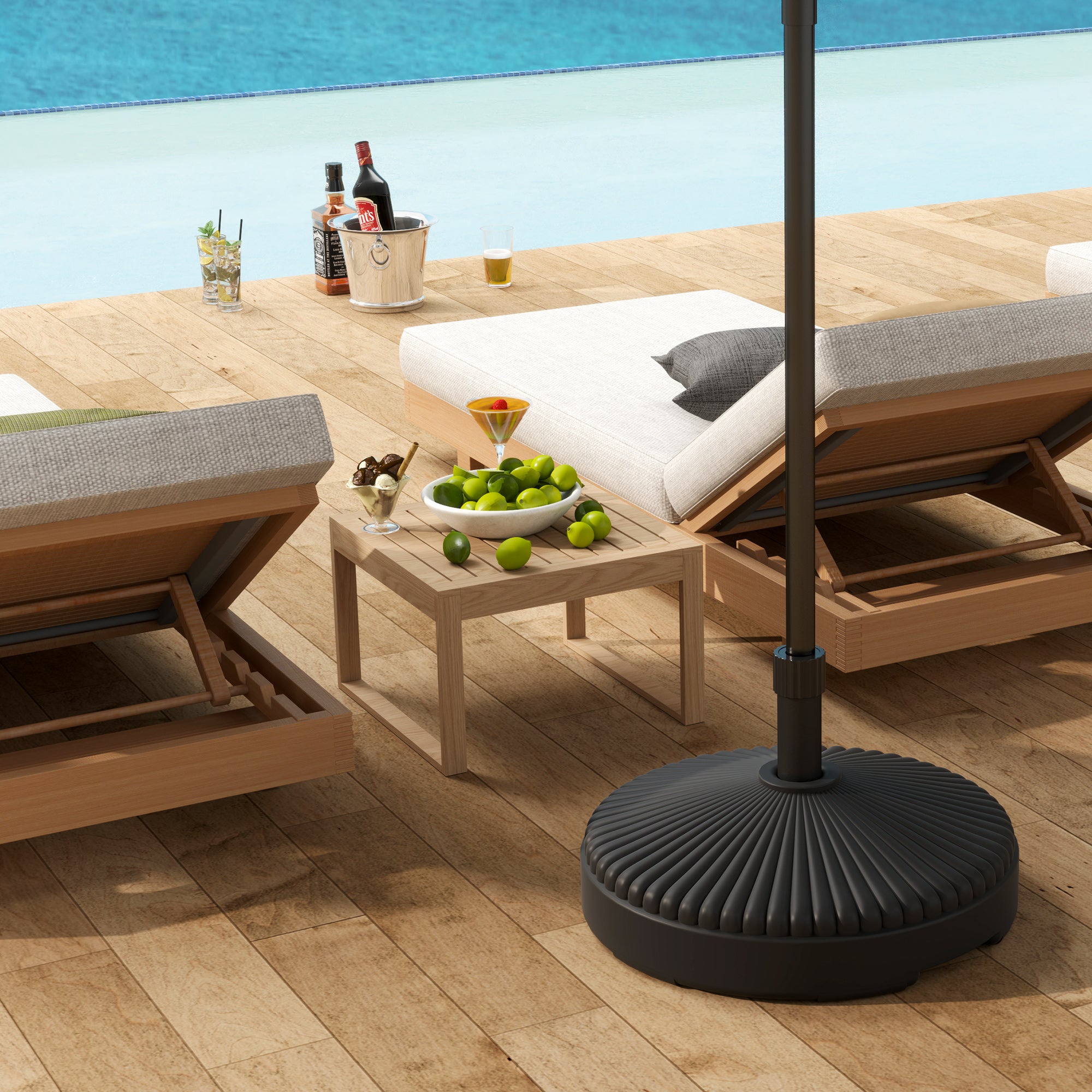 Fillable Umbrella Stand up to 28 kg Umbrella Base, Round Umbrella Holder, Umbrella Weight, Stand for Umbrella Ø34/38 mm, for Balcony, Terrace, Garden, Black