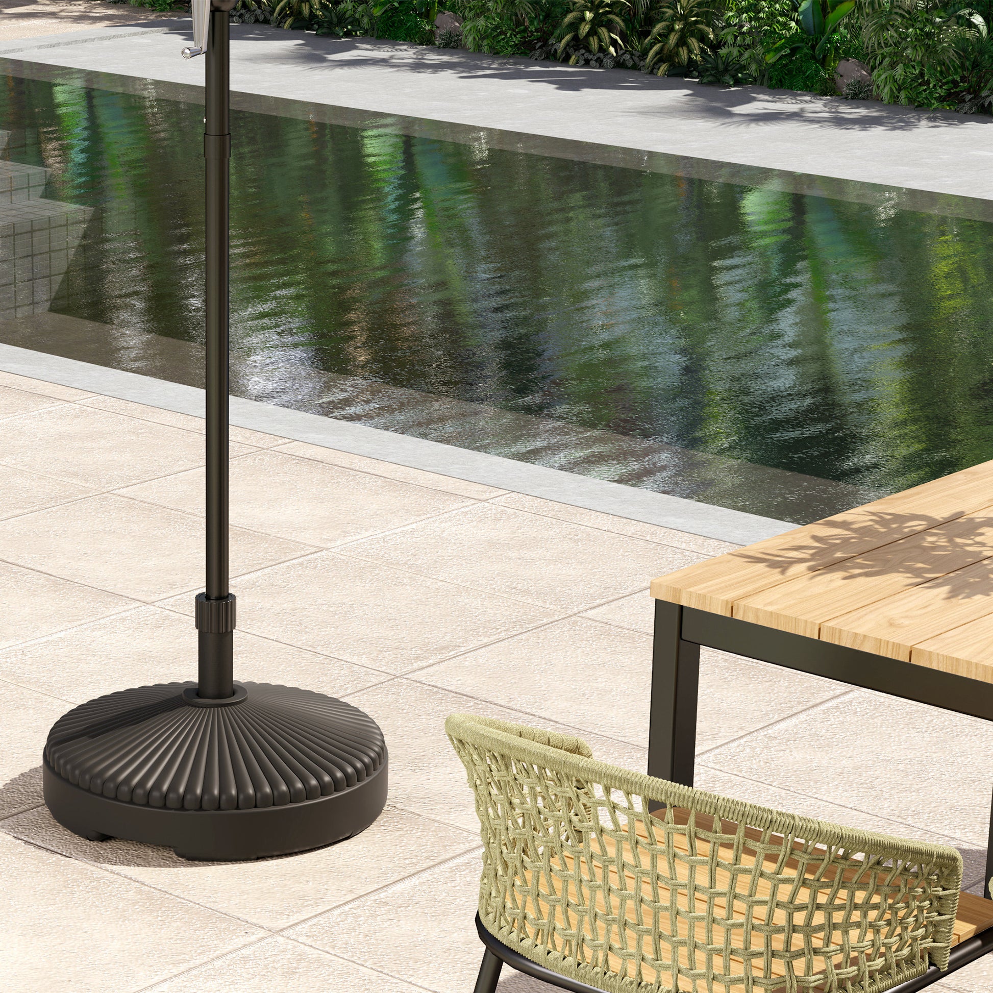 Fillable Umbrella Stand up to 28 kg Umbrella Base, Round Umbrella Holder, Umbrella Weight, Stand for Umbrella Ø34/38 mm, for Balcony, Terrace, Garden, Black