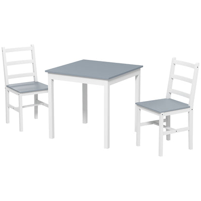 3-Piece Dining Set, Dining Table with 2 Chairs, Dining Group for 2 People, Kitchen Table Set, Table Group for Living Room, Kitchen, Space-Saving Gray+White, Pine Wood