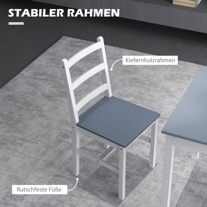 3-Piece Dining Set, Dining Table with 2 Chairs, Dining Group for 2 People, Kitchen Table Set, Table Group for Living Room, Kitchen, Space-Saving Gray+White, Pine Wood