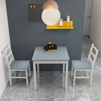 3-Piece Dining Set, Dining Table with 2 Chairs, Dining Group for 2 People, Kitchen Table Set, Table Group for Living Room, Kitchen, Space-Saving Gray+White, Pine Wood