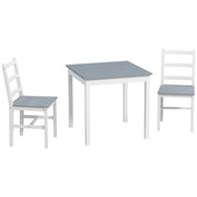 3-Piece Dining Set, Dining Table with 2 Chairs, Dining Group for 2 People, Kitchen Table Set, Table Group for Living Room, Kitchen, Space-Saving Gray+White, Pine Wood