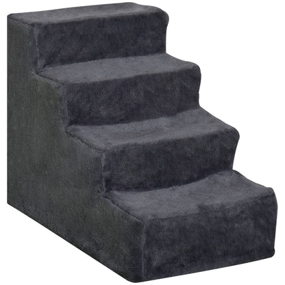 4-Step Pet Stairs Pet Ladder with Removable and Washable Cover for Bed Sofa 60x35x44 cm Dark Gray
