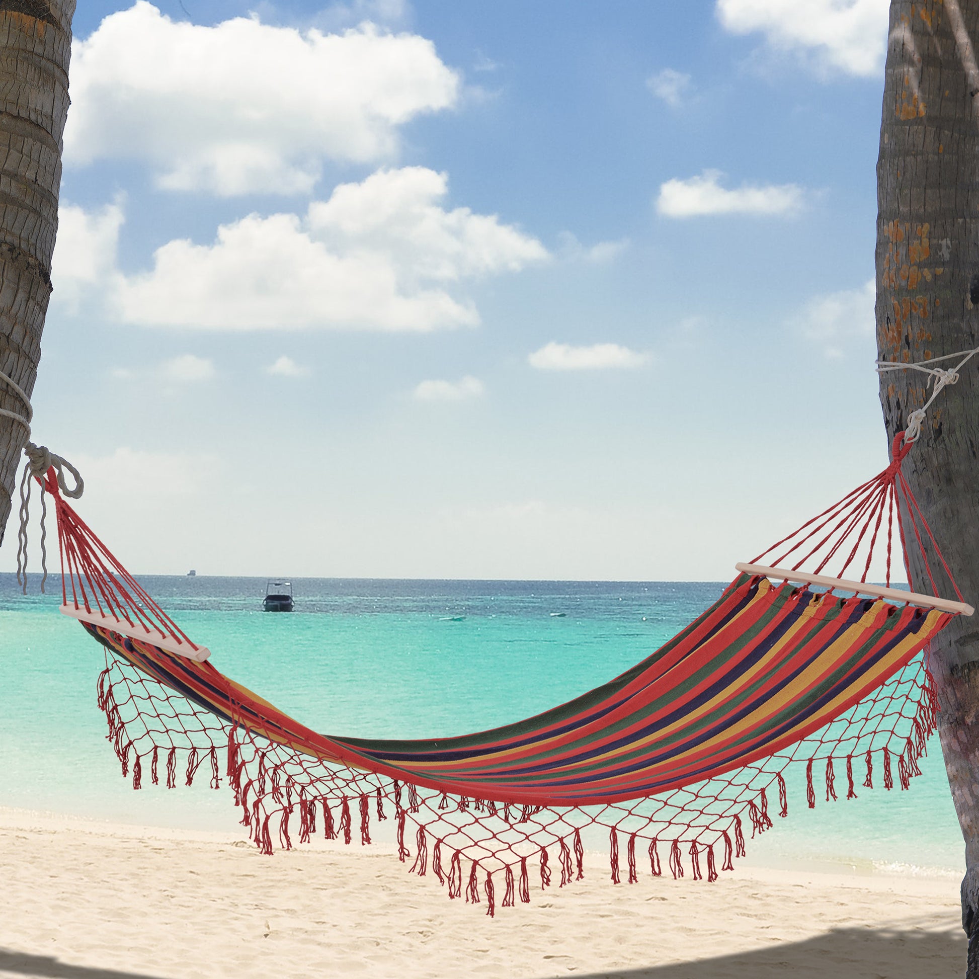 pole hammock hammock weatherproof UV-resistant 2 x 1 m up to 120KG cotton-polyester blend multicolored