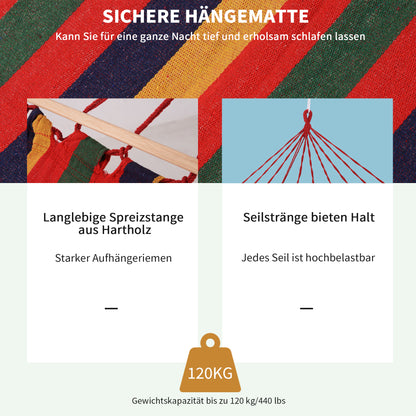 pole hammock hammock weatherproof UV-resistant 2 x 1 m up to 120KG cotton-polyester blend multicolored