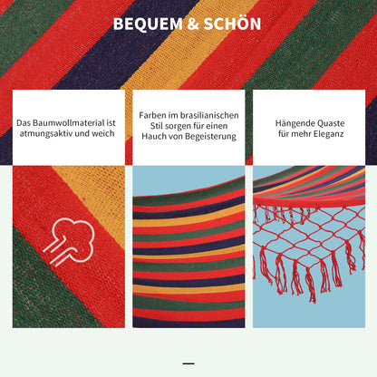 pole hammock hammock weatherproof UV-resistant 2 x 1 m up to 120KG cotton-polyester blend multicolored