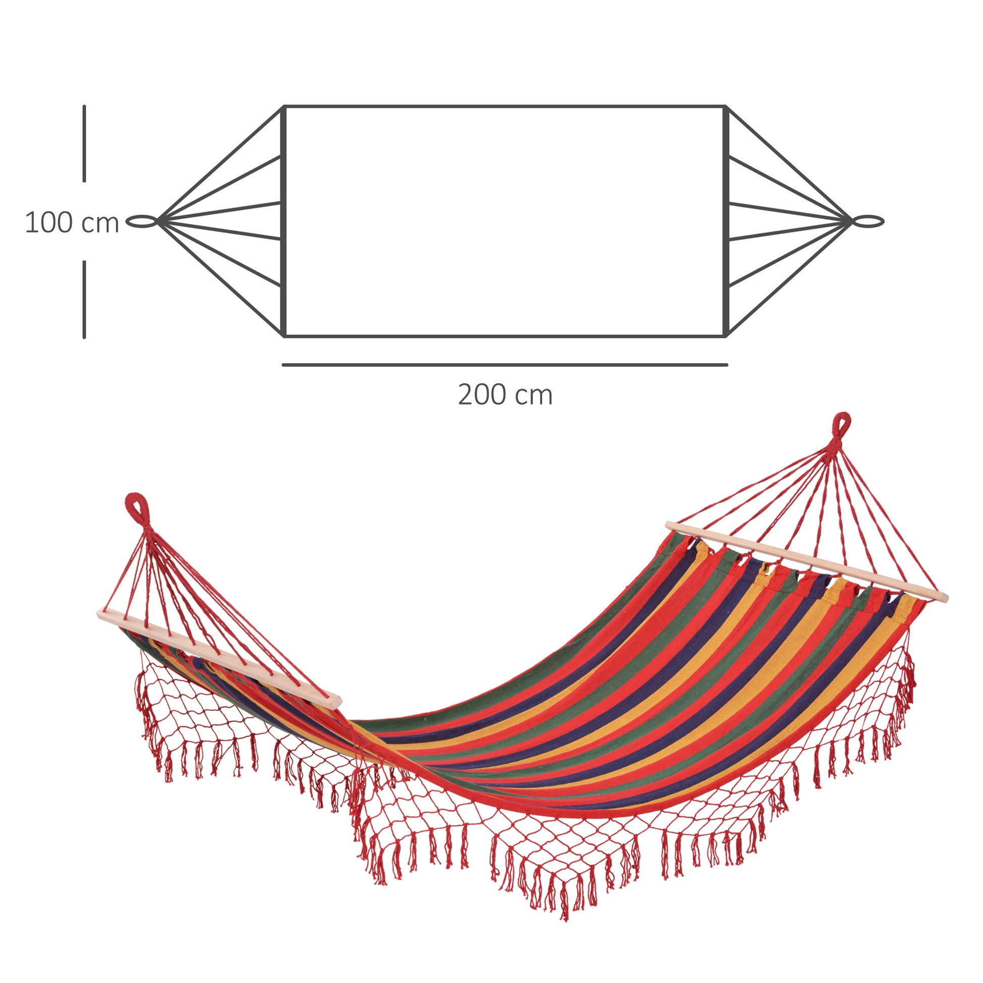pole hammock hammock weatherproof UV-resistant 2 x 1 m up to 120KG cotton-polyester blend multicolored