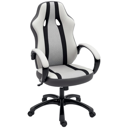 PU and Mesh Upholstered Gaming Chair Swivel Gamer Chair with Rocking Function Adjustable Height for Home Office Study Grey
