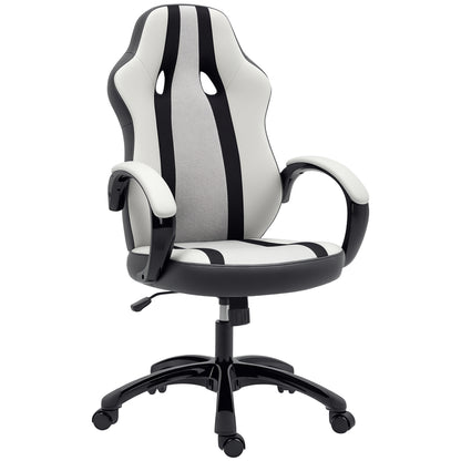 PU and Mesh Upholstered Gaming Chair Swivel Gamer Chair with Rocking Function Adjustable Height for Home Office Study Grey