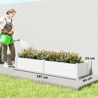 Plastic Raised Garden Bed, Snap-Together Planter with DIY Assembly – 197 x 54 x 33 cm for Garden, Balcony, Flowers, Plants, Vegetables