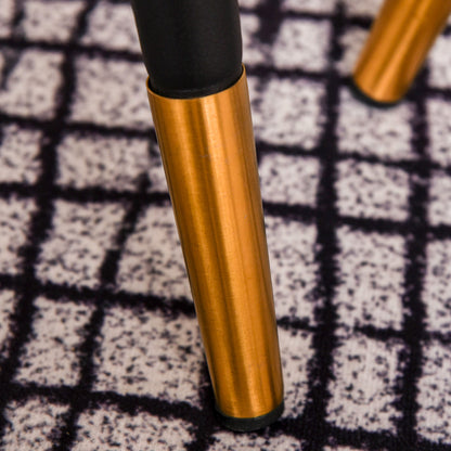 Set of 2 Art Deco Style Nesting Coffee Tables Tapered Metal Legs Black with Golden Tips MDF Dark Teak Wood Grain