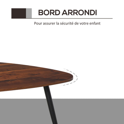 Set of 2 Art Deco Style Nesting Coffee Tables Tapered Metal Legs Black with Golden Tips MDF Dark Teak Wood Grain