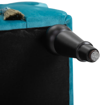 Padded Bench, Velvet Look, Luxury Bed Bench with Wooden Legs, Hallway Bench for Bedroom, up to 150 kg Load Capacity, Blue, 117 x 40 x 58 cm