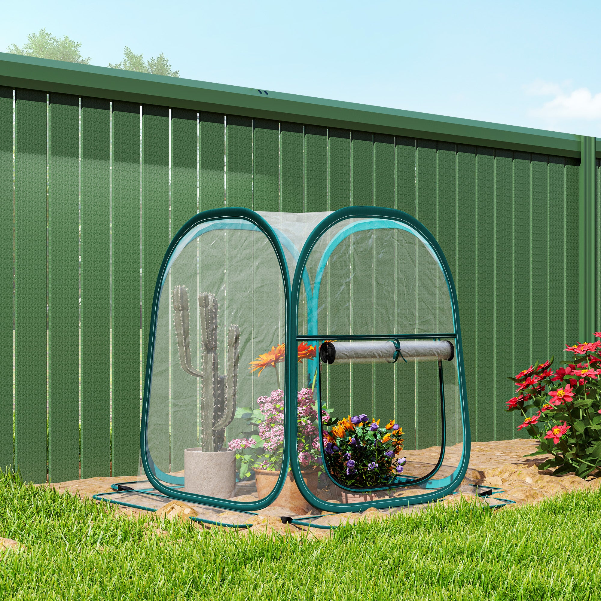 Mini Garden Greenhouse, Mini Transparent PVC Pop-Up Greenhouse, Winter Tent for Indoor or Outdoor, for Vegetables, Plants, Flowers, 70 x 70 x 80 cm