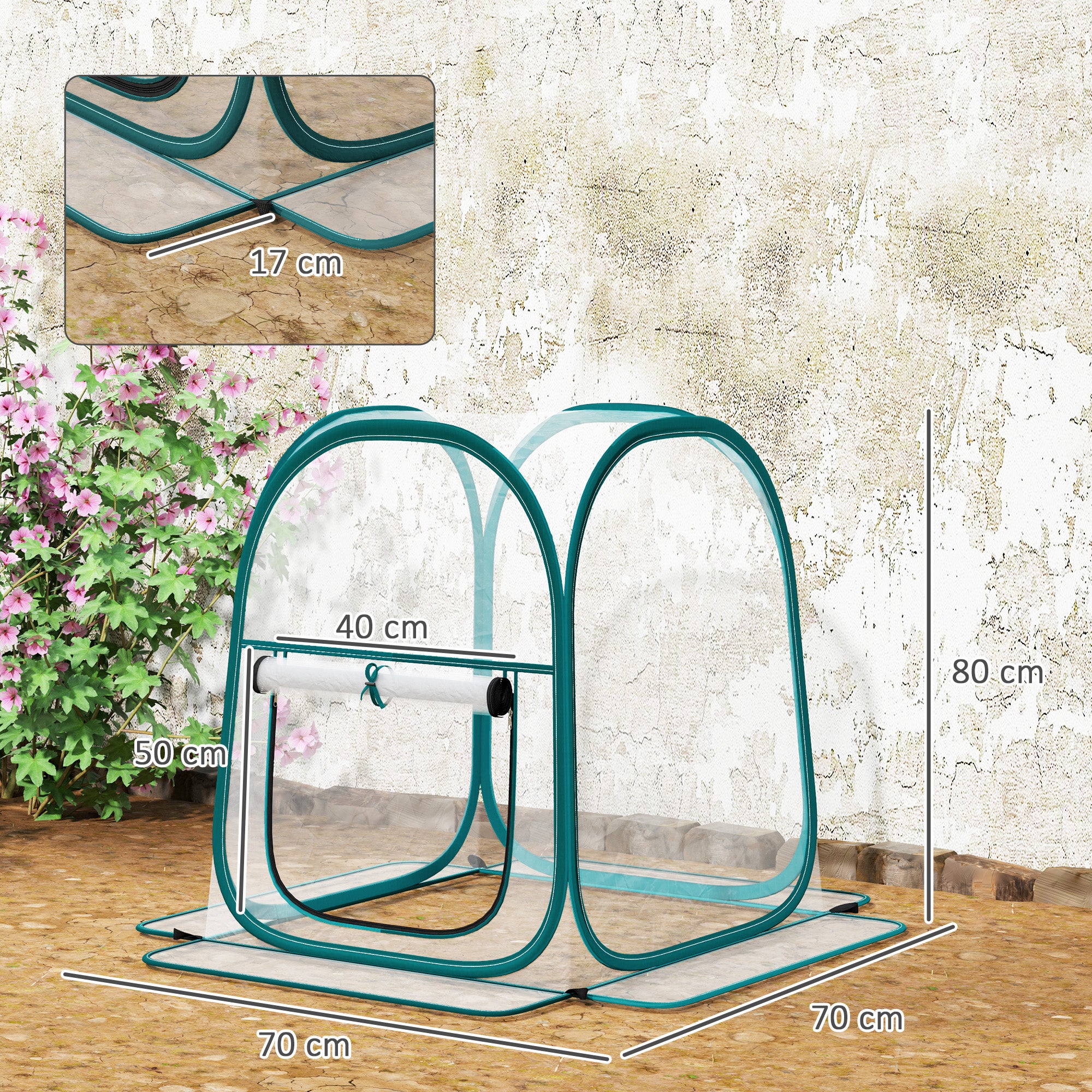 Mini Garden Greenhouse, Mini Transparent PVC Pop-Up Greenhouse, Winter Tent for Indoor or Outdoor, for Vegetables, Plants, Flowers, 70 x 70 x 80 cm