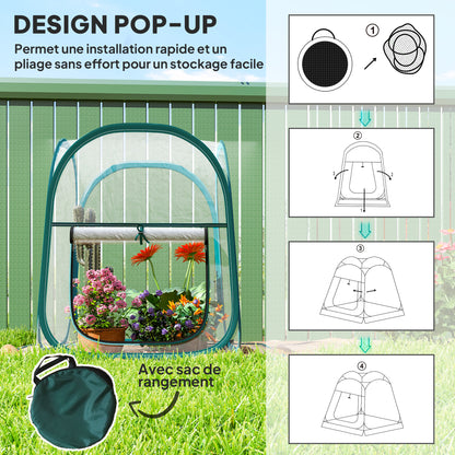 Mini Garden Greenhouse, Mini Transparent PVC Pop-Up Greenhouse, Winter Tent for Indoor or Outdoor, for Vegetables, Plants, Flowers, 70 x 70 x 80 cm