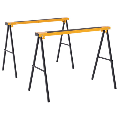 2-Piece Sawhorse Folding Work Stand Underpinning Stable Metal Yellow 99.5 x 50 x 76 cm