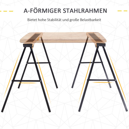 2-Piece Sawhorse Folding Work Stand Underpinning Stable Metal Yellow 99.5 x 50 x 76 cm