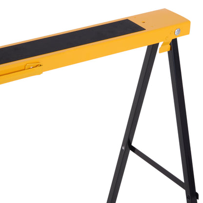 2-Piece Sawhorse Folding Work Stand Underpinning Stable Metal Yellow 99.5 x 50 x 76 cm