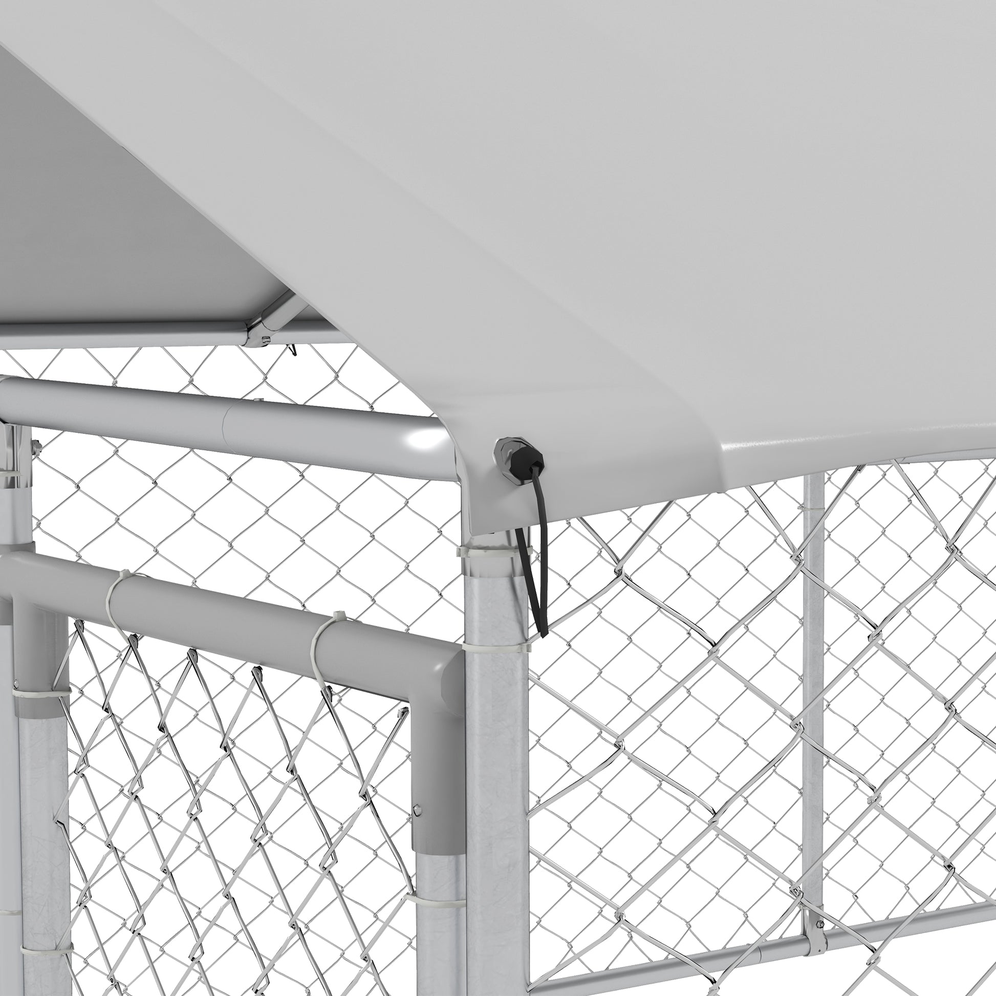 Outdoor Dog Kennel, Shelter with Waterproof Cover, 400x230x150cm, Silver and Grey