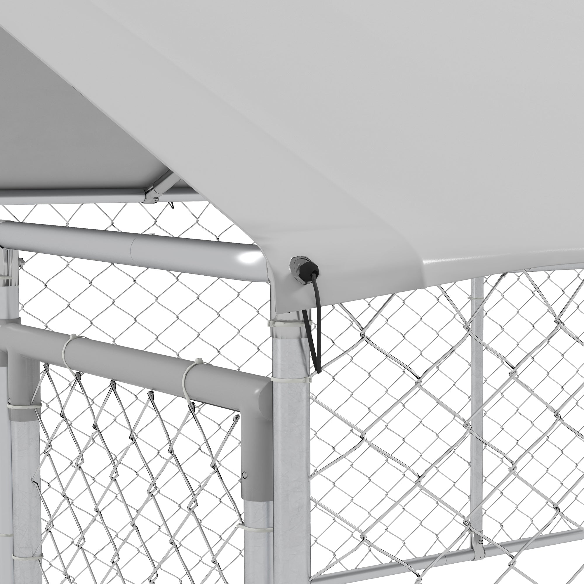 Outdoor Dog Kennel, Shelter with Waterproof Cover, 400x230x150cm, Silver and Grey