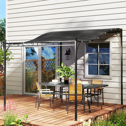 Lean-To Pergola with Roof, Water-Resistant Pergola Canopy, Freestanding Garden Pergola Terrace Pergola Canopy Sunshade for Patio Garden approx. 2.5x3x2.5 m Dark Grey