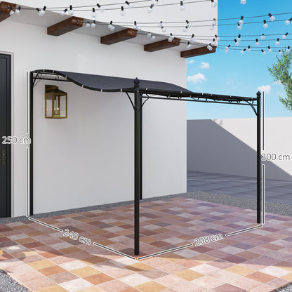Lean-To Pergola with Roof, Water-Resistant Pergola Canopy, Freestanding Garden Pergola Terrace Pergola Canopy Sunshade for Patio Garden approx. 2.5x3x2.5 m Dark Grey