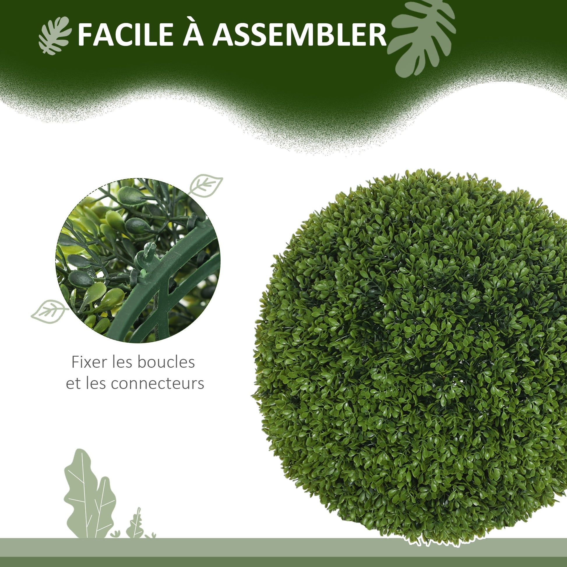 Set of 2 artificial boxwood balls 40 cm, UV protection, decoration for home, garden, wedding party, home decoration, dark green