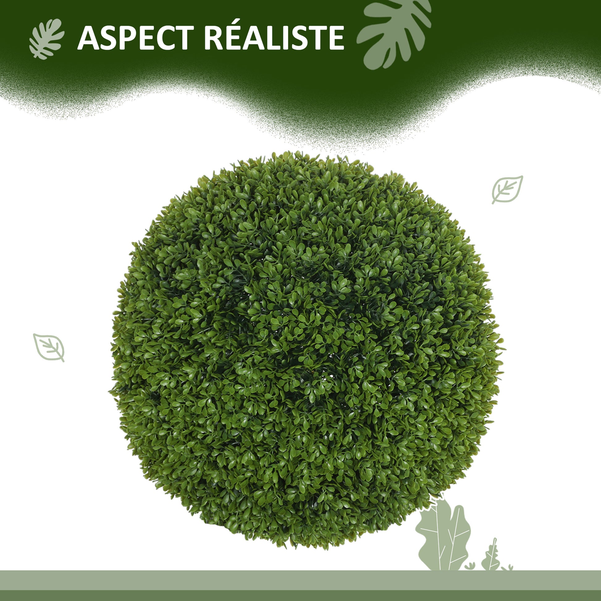 Set of 2 artificial boxwood balls 40 cm, UV protection, decoration for home, garden, wedding party, home decoration, dark green