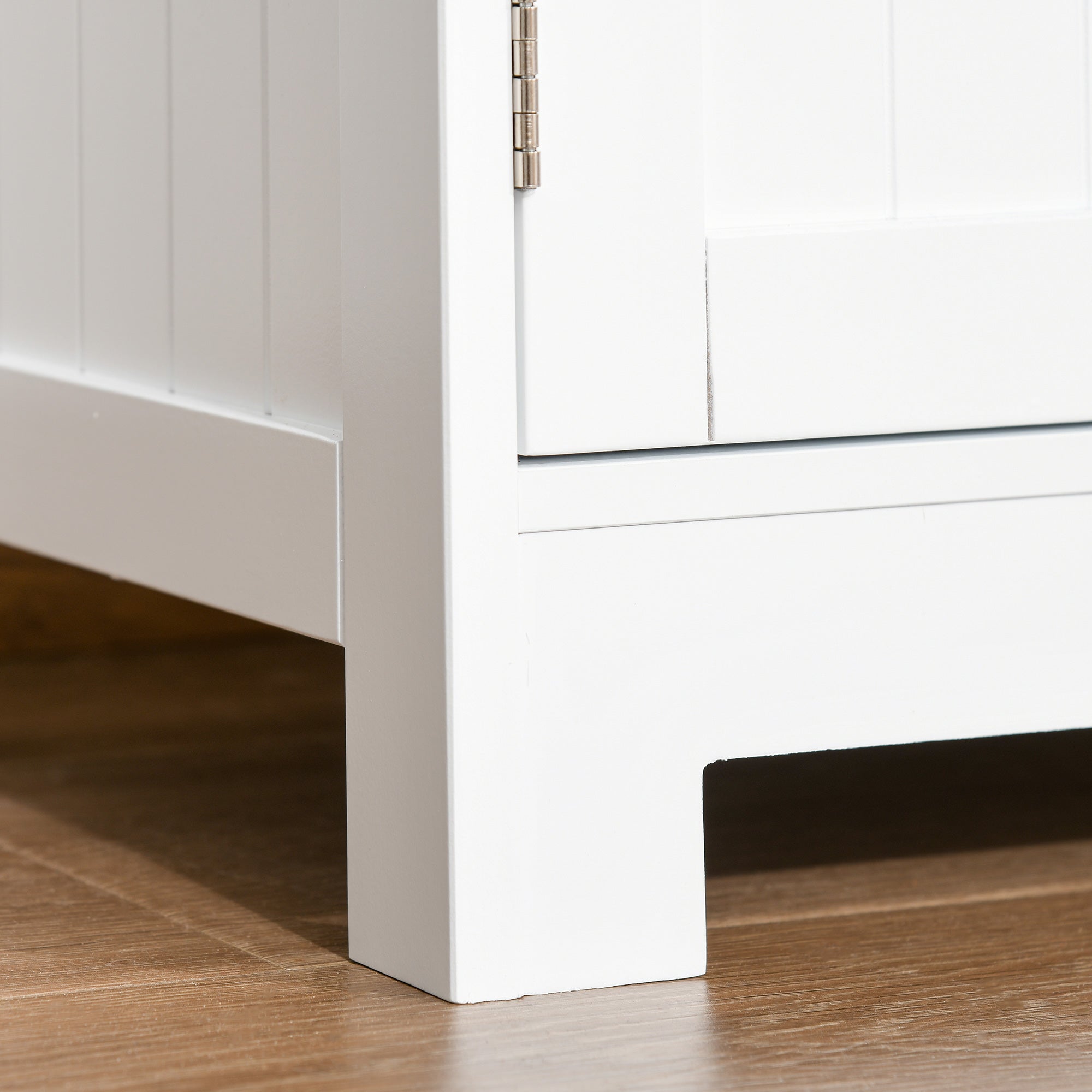 Bathroom Tower Storage Cabinet with Tempered Glass Doors and Adjustable Shelf for Kitchen Dining Room Living Room 60x30x108.5 cm White