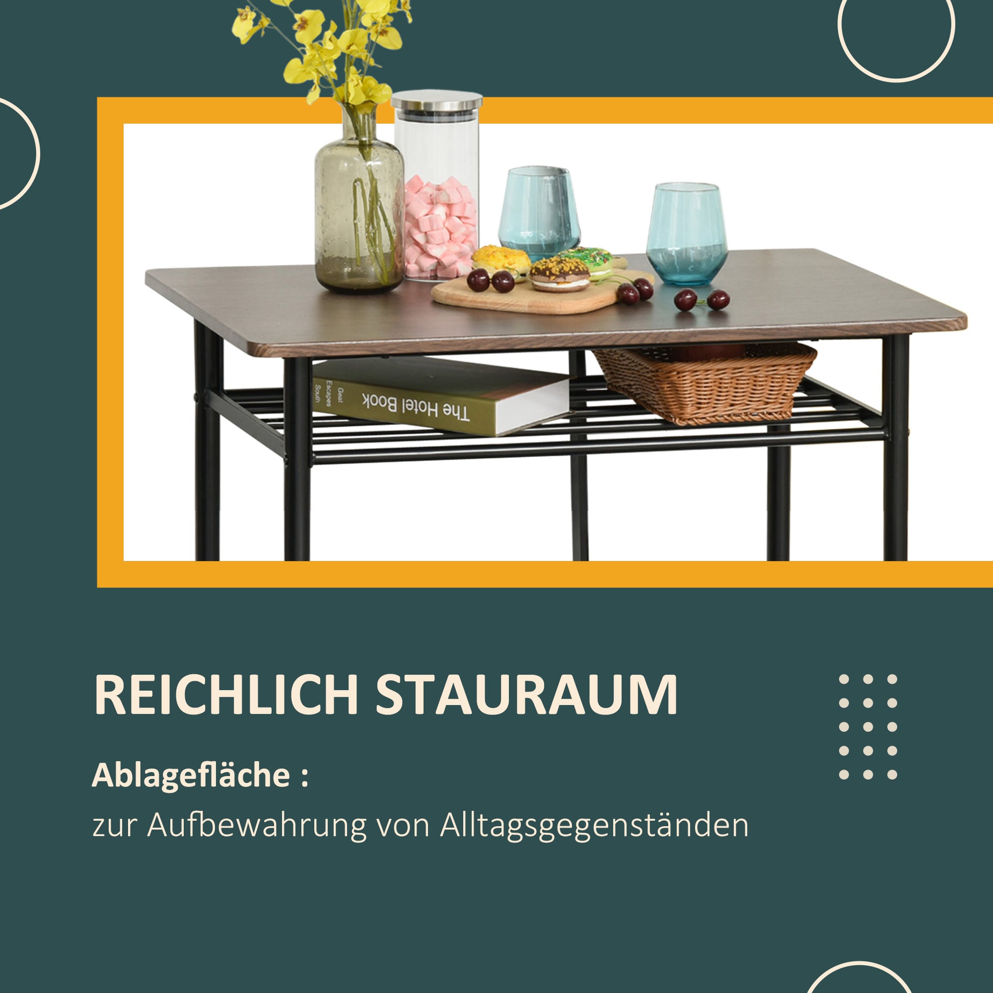 Bar Table Set Bar Table with 2 Bar Stools Dining Group Kitchen Table with Storage Shelf Dining Table for Dining Room, Kitchen, Black