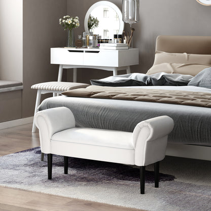 Bed End Stool Bench with Arms Upholstered Wooden Bench for Bedroom Living Room Hallway 102x36x51cm Load 130kg