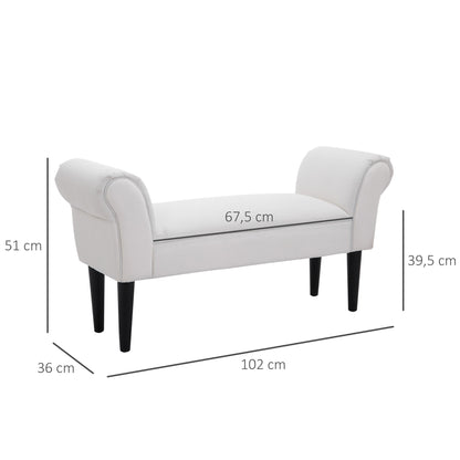 Bed End Stool Bench with Arms Upholstered Wooden Bench for Bedroom Living Room Hallway 102x36x51cm Load 130kg