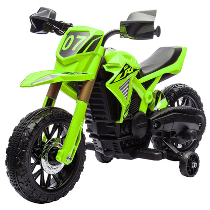 12V Electric Children's Motorbike, Kids' Motorcycle with Training Wheels, up to 3 km/h, Electric Bike with Horn and Start Sound, Children's Vehicle for 3-8 Years Kids, max 30 kg, Green