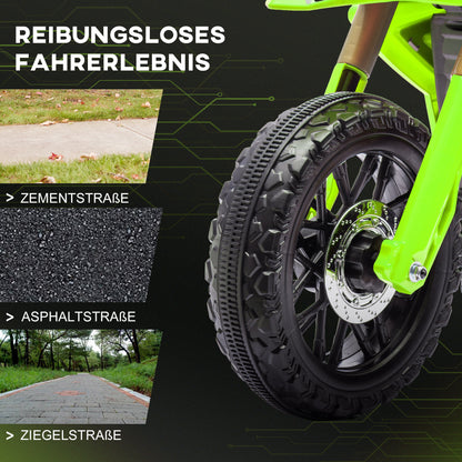 12V Electric Children's Motorbike, Kids' Motorcycle with Training Wheels, up to 3 km/h, Electric Bike with Horn and Start Sound, Children's Vehicle for 3-8 Years Kids, max 30 kg, Green