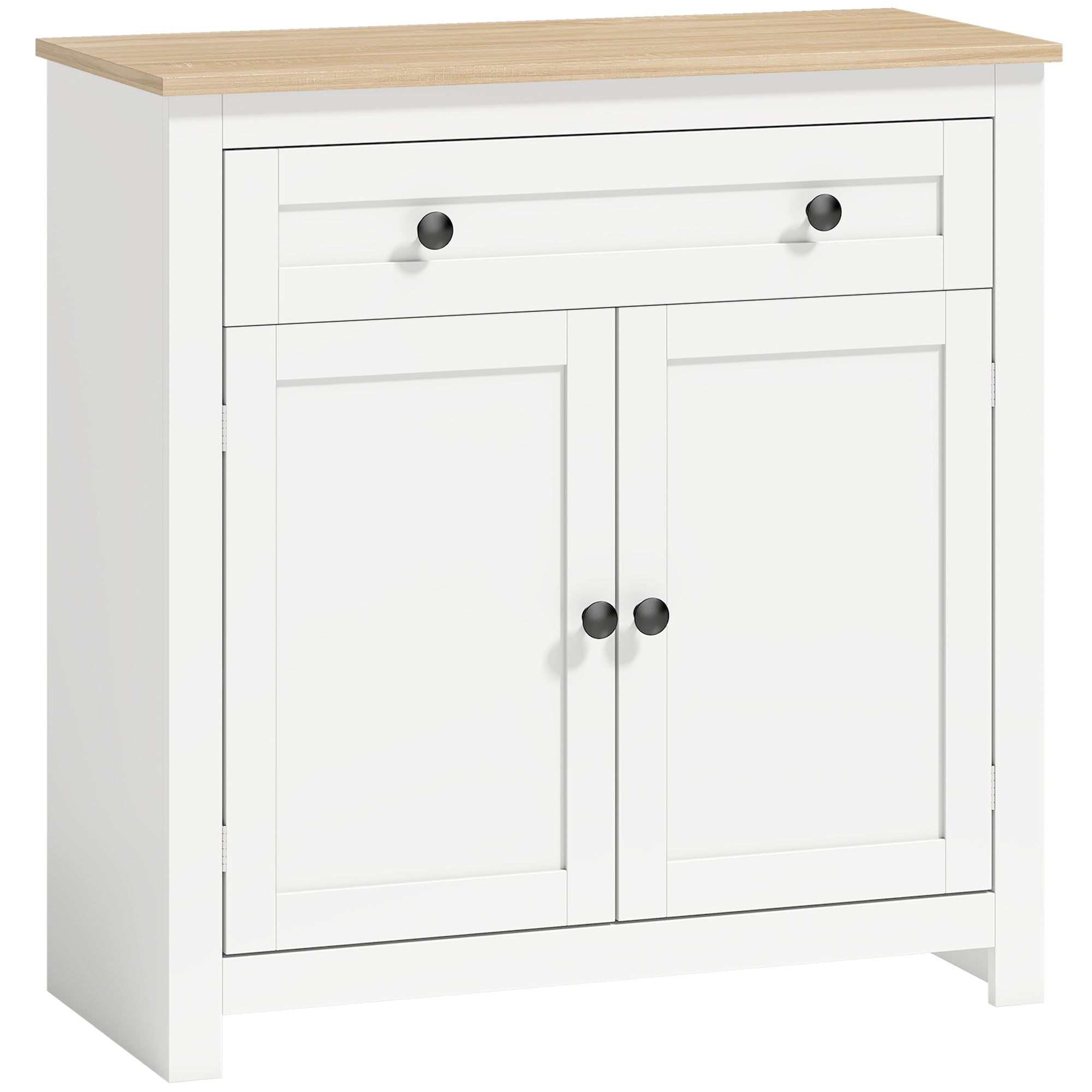 Sideboard Kitchen Cabinet with Drawer, Double Doors & Adjustable Shelf, White Oak-Effect — 30.9 x 13.8 x 31.5 in