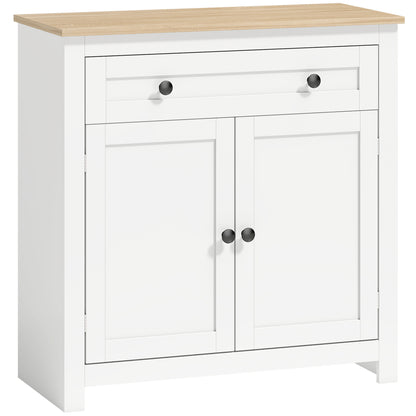 Sideboard Kitchen Cabinet with Drawer, Double Doors & Adjustable Shelf, White Oak-Effect — 30.9 x 13.8 x 31.5 in