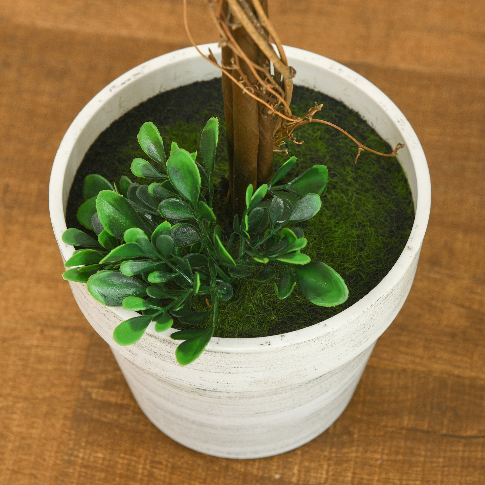 Set of 2 Artificial Boxwood Trees Large 60 cm, UV-Resistant Artificial Plant in Pot, Plastic Artificial Plants, Fake Plant like real for Living Room Bedroom Office Garden Decor Gift