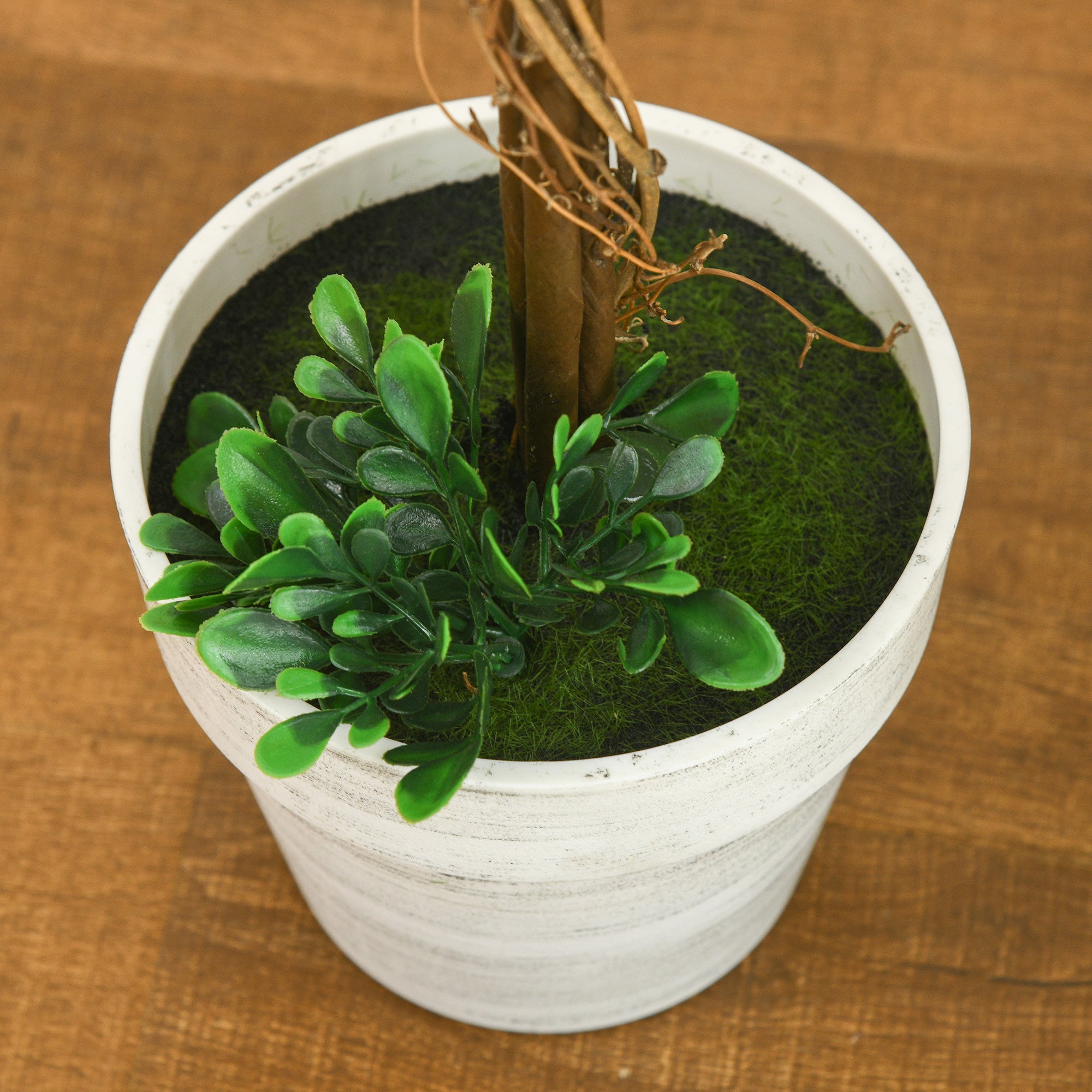 Set of 2 Artificial Boxwood Trees Large 60 cm, UV-Resistant Artificial Plant in Pot, Plastic Artificial Plants, Fake Plant like real for Living Room Bedroom Office Garden Decor Gift
