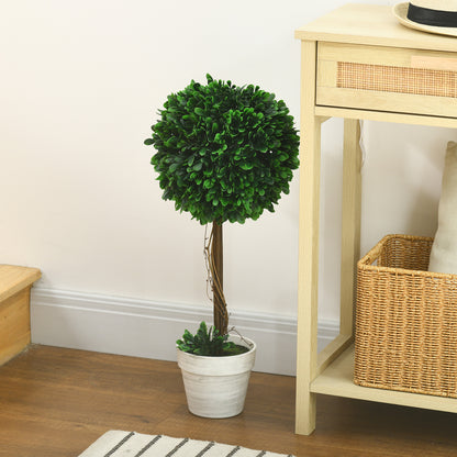 Set of 2 Artificial Boxwood Trees Large 60 cm, UV-Resistant Artificial Plant in Pot, Plastic Artificial Plants, Fake Plant like real for Living Room Bedroom Office Garden Decor Gift