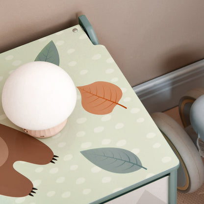 ZONEKIZ Storage Box with Storage Space, Toy Box with Lid Safety Hinge, Toy Chest with Cute Animal Design, Handle, Toy Storage for Children's Room, 60x37x39 cm Green