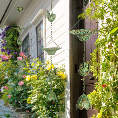 3-Piece Set Rain Chain 123cm Metal Rain Drainage Chain with Attached Hook Birds Bell Gutter Chain Rainwater Chain Rain Catcher Chain for Gutters Rain Collector Rain Chains