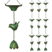 3-Piece Set Rain Chain 123cm Metal Rain Drainage Chain with Attached Hook Birds Bell Gutter Chain Rainwater Chain Rain Catcher Chain for Gutters Rain Collector Rain Chains